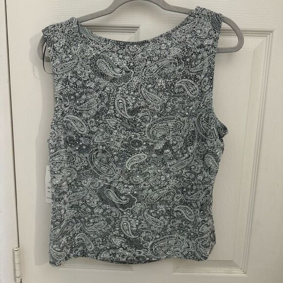 NWT Alex Evenings Women’s Shell Shirt Size XL Silver Sparkly Paisley Floral - Picture 5 of 5